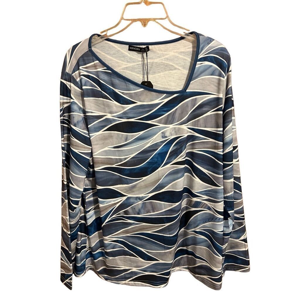 Noracora Women’s Size XL Blue Gray Long Sleeve Tunic Top NEW